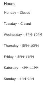 Shobu's hours