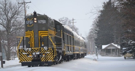 The lead car of the Old Road Dinner Train.