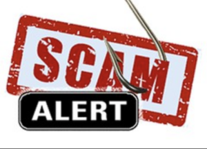 scam alert with fishing hook in it